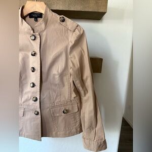 Talbots|Women's tan Utility canvas Jacket in neutral color•cotton closet staple